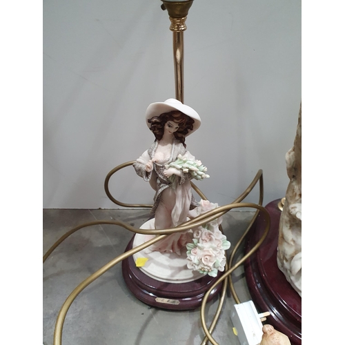 343 - Two figural Table Lamps on wooden bases, (passed PAT, fuses removed), a Royal Doulton Figure, Heathe... 