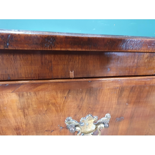 454 - An antique walnut veneered Side Table fitted single frieze drawer on cabriole supports and pad feet ... 