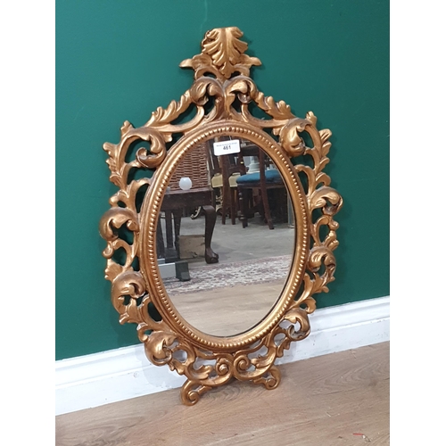 461 - A Rococo style gilt framed Wall Mirror 2ft 2in H (R6)