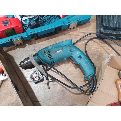 464 - A Makita battery Power Drill, a Tile Cutter, Spirit Level, Drill, Spanners, Hand Tools etc, (passed ... 