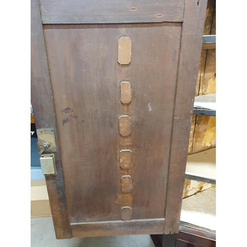 573 - An antique oak hanging Corner Cupboard fitted fielded panel door above three drawers 3ft 8in H x 2ft... 