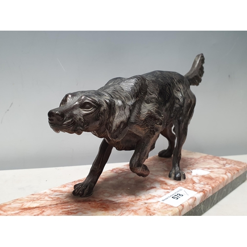 578 - *****WITHDRAWN*****

A bronze effect Sculpture of a Brittany Spaniel on marble base 1ft 2in L x 7in ... 