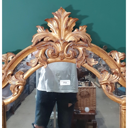 713 - An ornate gilt framed Wall Mirror with acanthus leaf design 4ft 11in H x 2ft 11in W (R11)