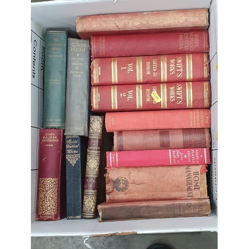 220 - Seven boxes of Books including the works of Shakespeare, The Australians, National Trust Books, Swif... 