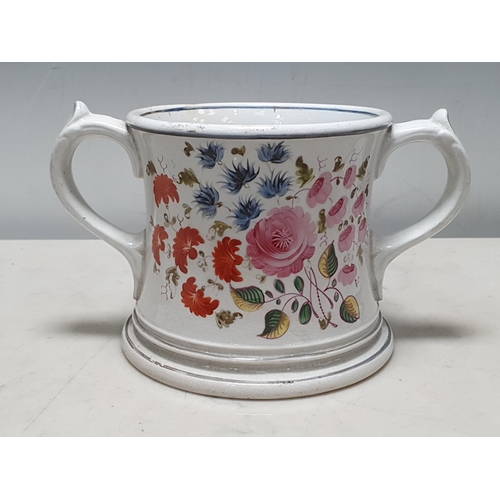 333 - An Elsmore & Forster two handled Frog Mug painted sprays of flowers two Chinese blue and white Bowls... 