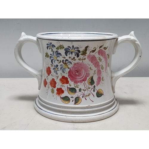 333 - An Elsmore & Forster two handled Frog Mug painted sprays of flowers two Chinese blue and white Bowls... 