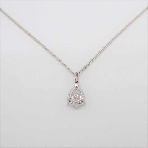 A Diamond single stone Pendant claw-set pear-cut stone, estimated 1 ...