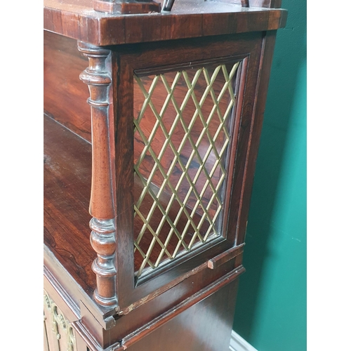 757 - A Victorian rosewood Chiffonier Cabinet with shaped top, carved and turned support to the raised she... 