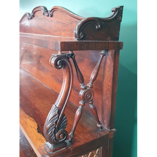 757 - A Victorian rosewood Chiffonier Cabinet with shaped top, carved and turned support to the raised she... 