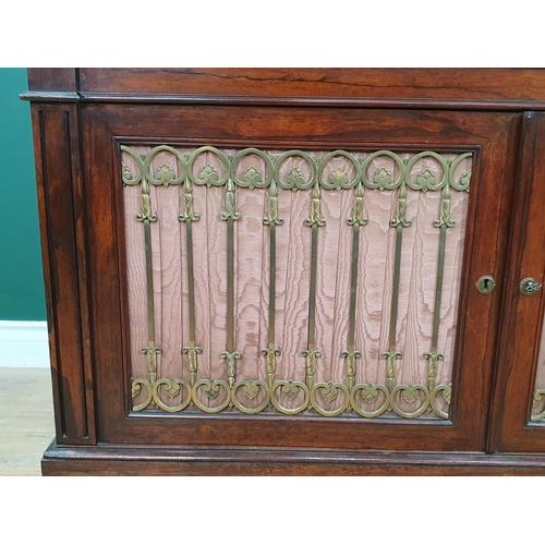 757 - A Victorian rosewood Chiffonier Cabinet with shaped top, carved and turned support to the raised she... 