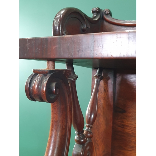 757 - A Victorian rosewood Chiffonier Cabinet with shaped top, carved and turned support to the raised she... 