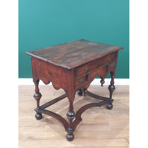 760 - A William and Mary oak Style Lowboy/Side Table fitted one long drawer with two drawers flanking the ... 