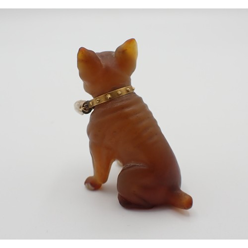 269 - Attributed to Cartier, a carved hardstone and jewelled figure of a French Bulldog, early 20th Centur... 