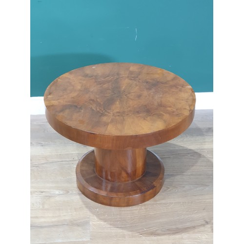 657 - An Art deco circular walnut Coffee Table with circular base (R2)