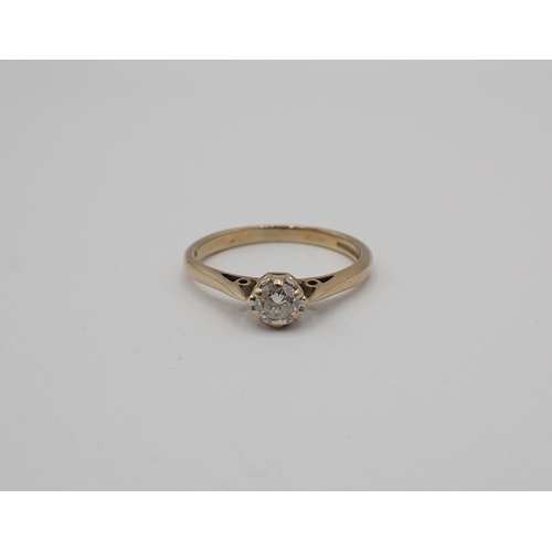 165 - A Diamond single stone Ring claw-set brilliant-cut stone, 0.25cts, in 9ct gold, ring size M