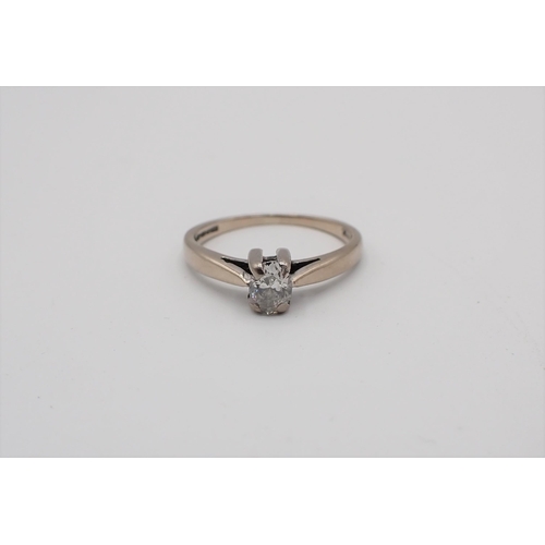 170 - A Diamond single stone Ring claw-set oval-cut stone, est 0.25cts, in 18ct white gold, ring size J 1/... 