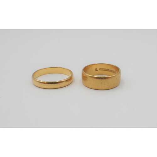 176 - Two 22ct gold Wedding Bands, approx 8.30gms
