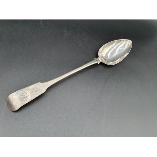 102 - A George III silver Basting Spoon, fiddle pattern, engraved initial S, London 1814, maker: R.R.