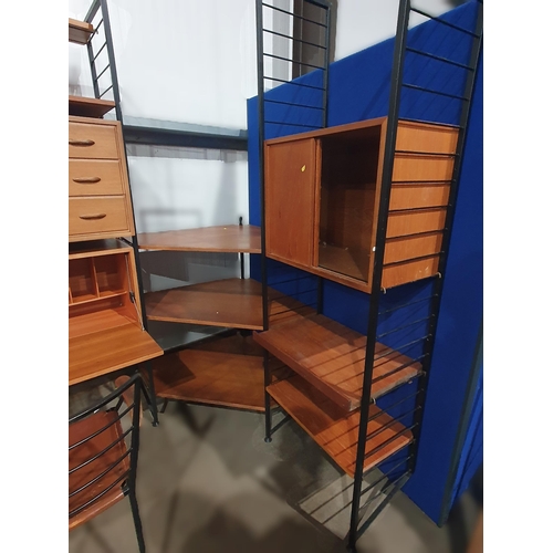 26 - A Staples Ladderax corner modular unit comprising a Ladderax leather-seated Chair, a Desk, Chest of ... 