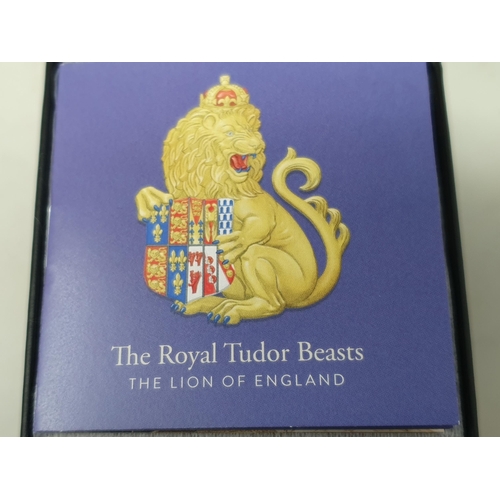 279 - A Charles III 2023 Royal Tudor Beasts Gold Proof 1/4 ox 25 Pounds Lion of England, in vase of issue ... 