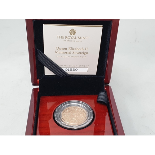 280 - A Queen Elizabeth II 2022 Gold Proof Memorial Sovereign, in case of issue with COA