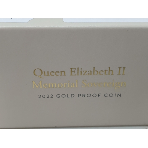 280 - A Queen Elizabeth II 2022 Gold Proof Memorial Sovereign, in case of issue with COA