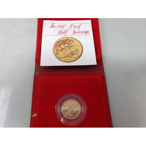 286 - A Queen Elizabeth II 1980 Gold Proof Half Sovereign, in case of issue with COA