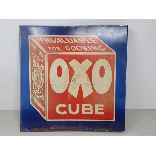 29 - A metal OXO Sign and a glass OXO Jar