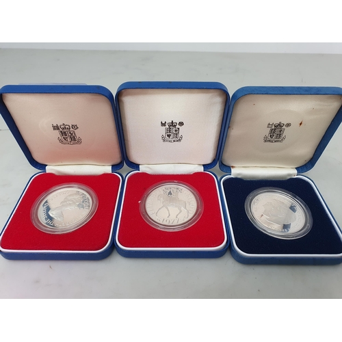 290 - Six Cased Royal Mint silver Proof Coins including Crowns of 1977, 1980 & 1981, Tristan Da Cunha 1977... 