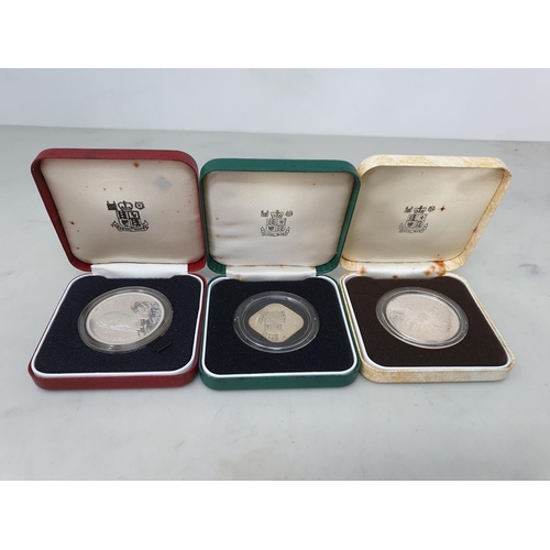 290 - Six Cased Royal Mint silver Proof Coins including Crowns of 1977, 1980 & 1981, Tristan Da Cunha 1977... 