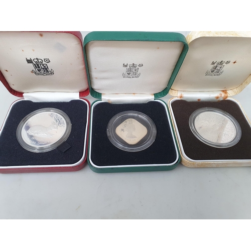 290 - Six Cased Royal Mint silver Proof Coins including Crowns of 1977, 1980 & 1981, Tristan Da Cunha 1977... 