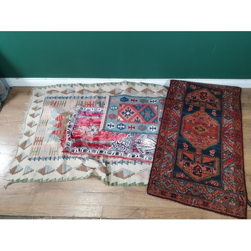 299 - A Persian style Runner, a thin Rug/Wall Hanging and two small Mats (R7)