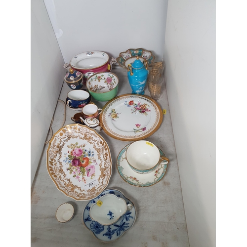 311 - A collection of Coalport and Copeland including puce and gilt Tureen, Cups and Saucers, Tazza, etc.