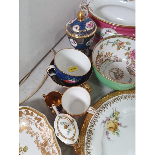 311 - A collection of Coalport and Copeland including puce and gilt Tureen, Cups and Saucers, Tazza, etc.