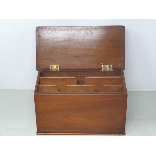 38 - A 19th Century mahogany two division Tea Caddy on bun feet, a mahogany Stationary Box and a miniatur... 
