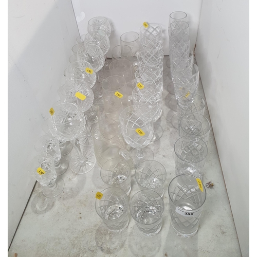 380 - A quantity of Glasses including sherry glasses, hock glasses, tumblers, wines, etc