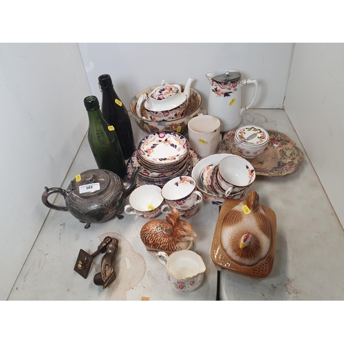 385 - A Sutherland China part Tea Set, a Royal Doulton Bowl, a Box and Cover in the form of a Rabbit, a Do... 