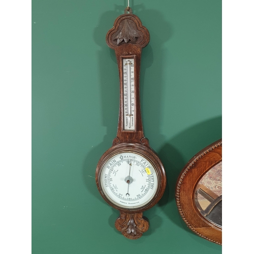 553 - Two glass topped Coffee Tables, a Corner Washstand, an oak cased Aneroid Barometer and an oval Wall ... 