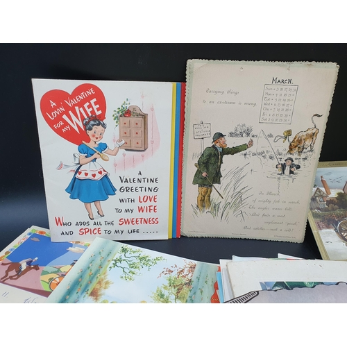 57 - A quantity of Ephemera including Valentine, Christmas and other Greetings Cards, Stamps, Cigarette C... 