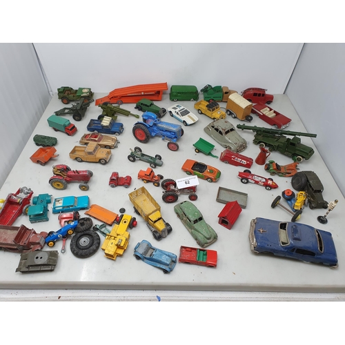 62 - A quantity of Corgi, Dinky and Lesney Vehicles, mostly well worn (R4)