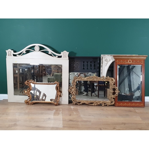 620 - A selection of Mirrors including an Art Nouveau ebonised overmantel, another overmantel, a reproduct... 