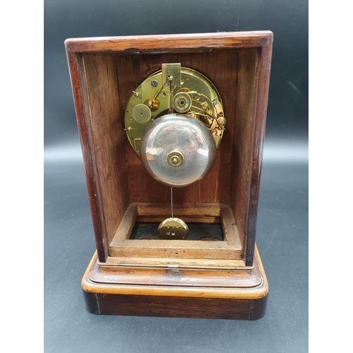 66 - A 19th Century Mantel Clock with circular silvered dial, French two train movement, the back plate i... 
