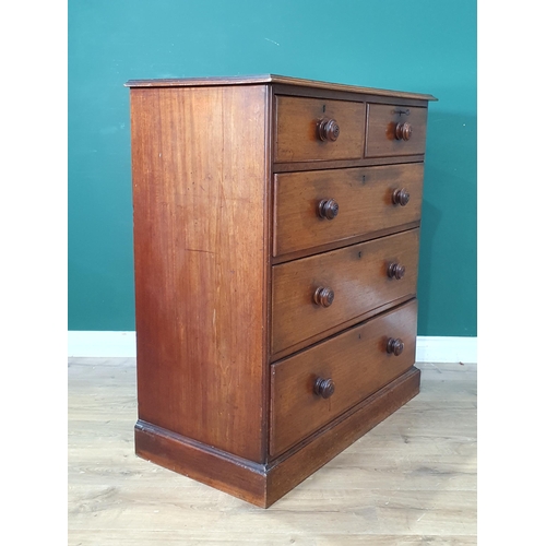 660 - A 19th Century mahogany Chest of two short and three long graduated drawers on plinth base, 3ft 3in ... 