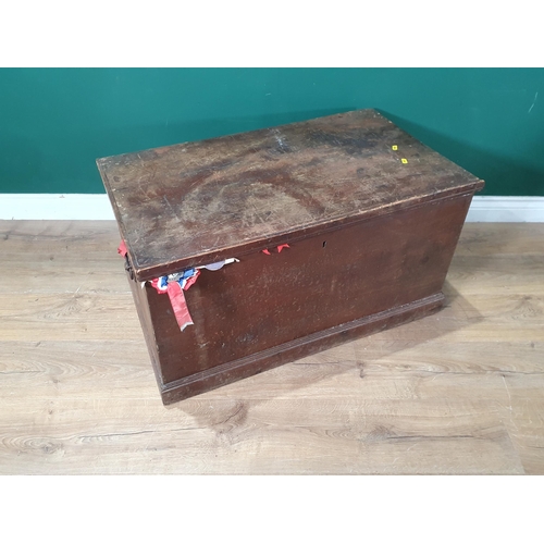 687 - An antique Blanket Box containing a large selection of Horse & Pony Rosettes, 18