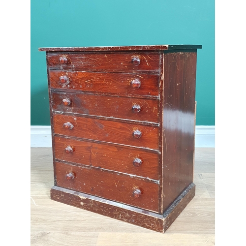 706 - A stained wood Table Top Collector's Chest with multiple drawers containing shells, rocks, etc, 18in... 