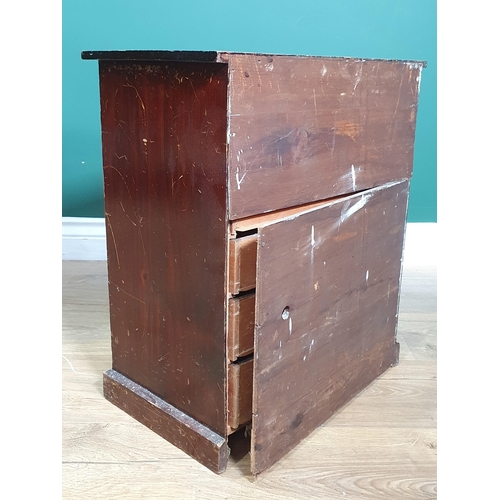 706 - A stained wood Table Top Collector's Chest with multiple drawers containing shells, rocks, etc, 18in... 