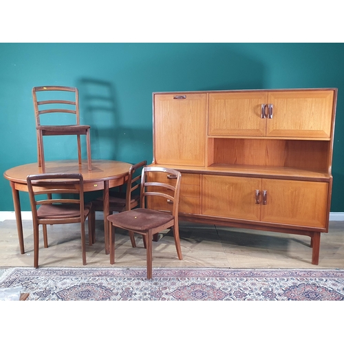 708 - A G-Plan mid century dining room suite including a Sideboard, Dining Table and four Chairs, (R8)