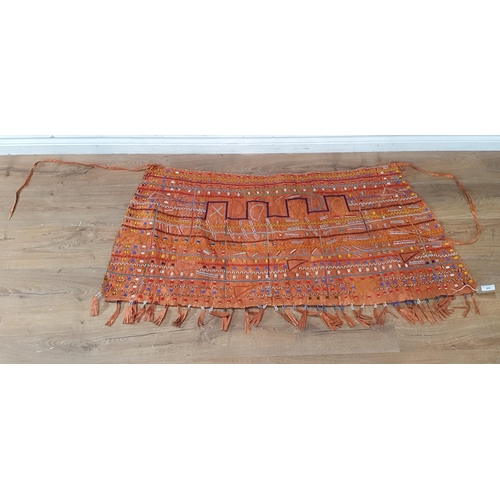 829 - A beaded leather Garment or Apron with Native American Indian style with tassel fringe, (R3) 43in