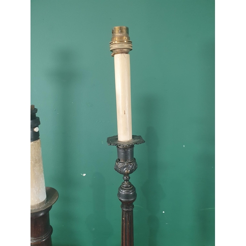 9 - A spiral twisted oak Table Lamp, 1ft 10