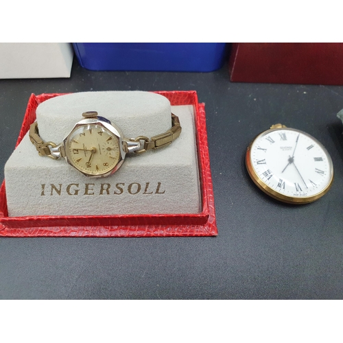 94 - A quantity of Wristwatches by Ingersoll, Fossil, Rotary, etc and three Cigarette Lighters by Rowenta... 